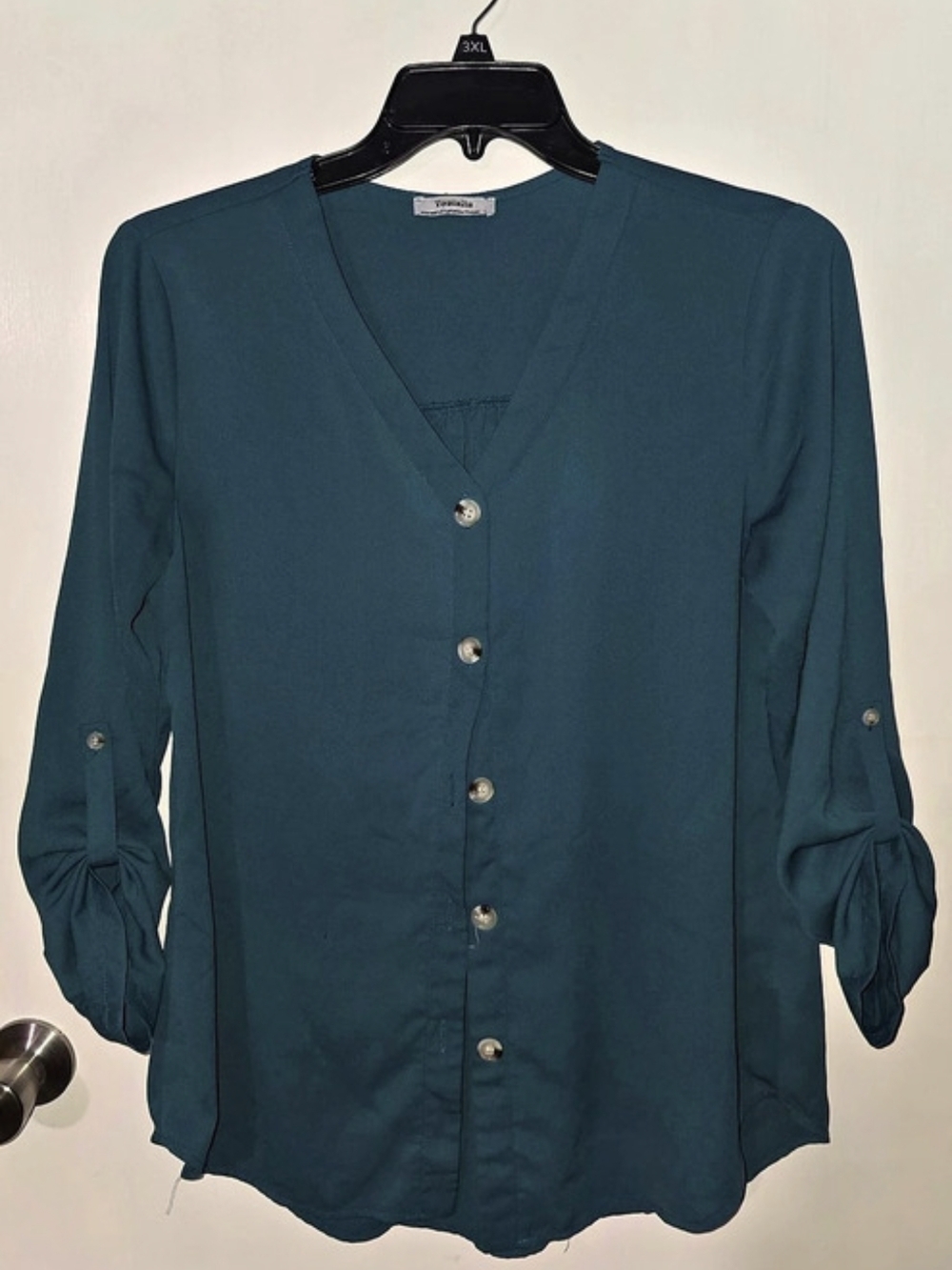 Button Front Blouse in Blue Like New